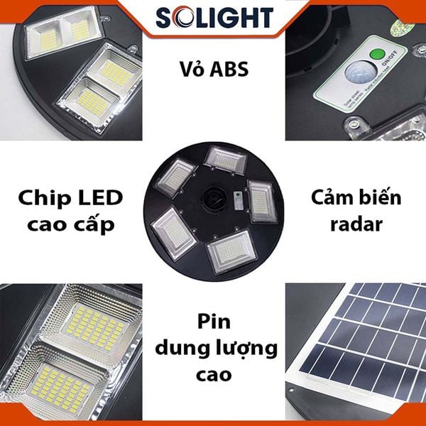 Đèn cột năng lượng mặt trời UFO 5 khoang sáng công suất 300W  SL-UFO30