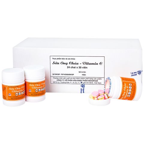  Viên ngậm Sữa Ong Chúa Vitamin C Mekophar bổ sung vitamin C cho cơ thể (24 hộp lẻ x 30 viên) 