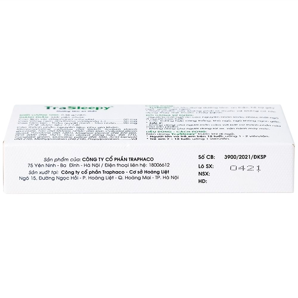  Viên uống TraSleepy Traphaco dưỡng tâm an thần, hỗ trợ gây ngủ, giúp ngủ ngon (2 vỉ x 10 viên) 