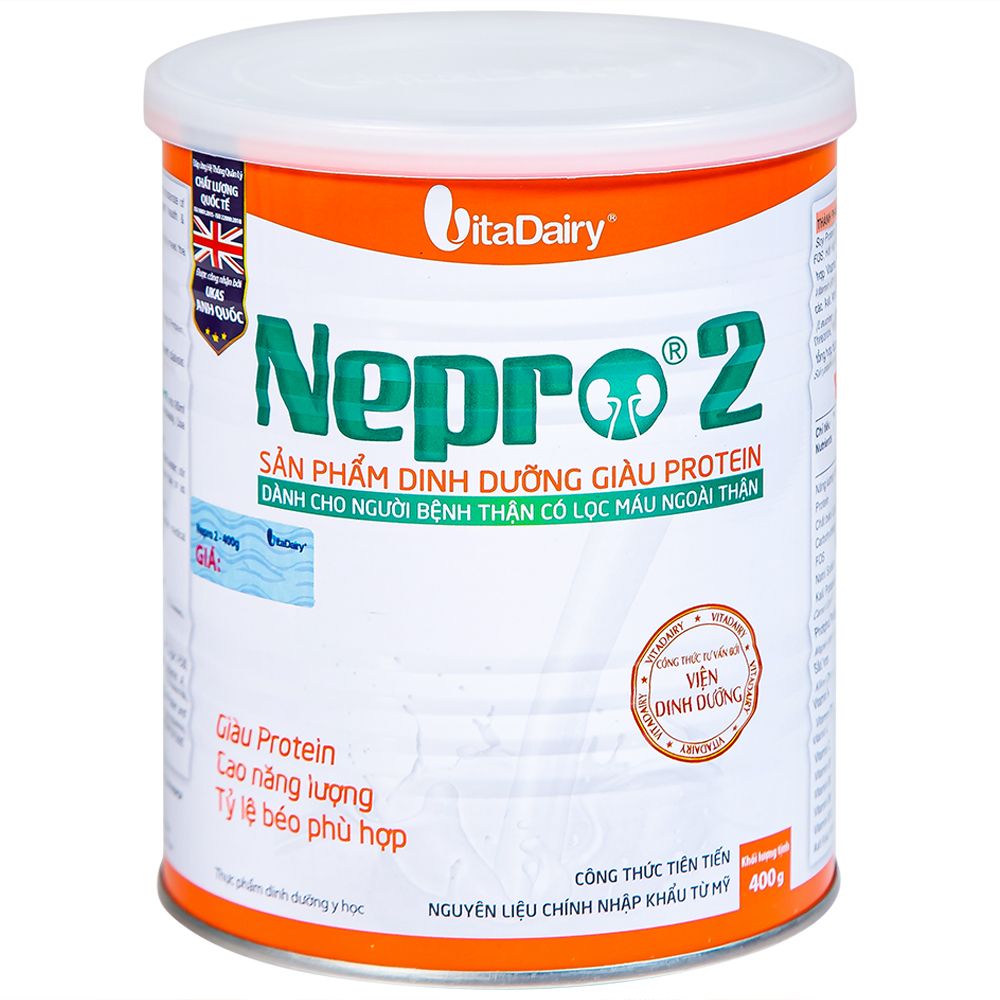  Sữa bột Nepro 2 VitaDairy bổ sung dinh dưỡng giàu protein dành cho người bệnh thận (400g) 