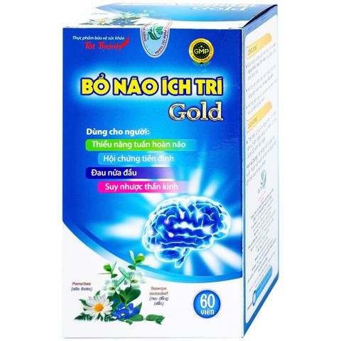  Bổ não Ích Trí Gold hỗ trợ giảm triệu chứng suy giảm tuần hoàn não, đau nửa đầu (60 viên) 