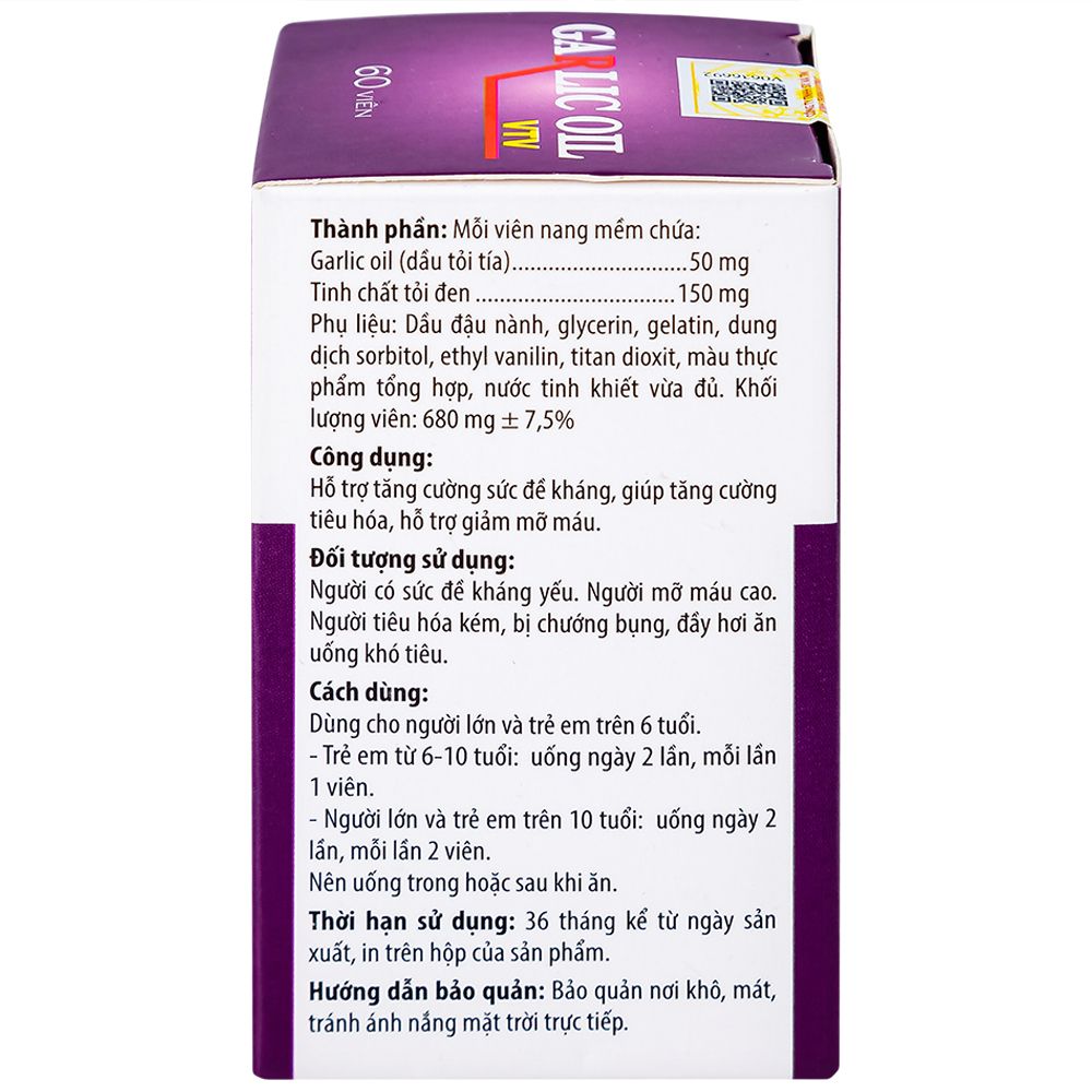  Viên dầu tỏi đen Garlics Oil VTV hỗ trợ tăng cường sức đề kháng (60 viên) 