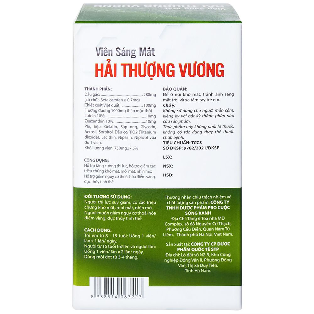  Viên Sáng Mắt Hải Thượng Vương hỗ trợ tăng cường thị lực (60 viên) 