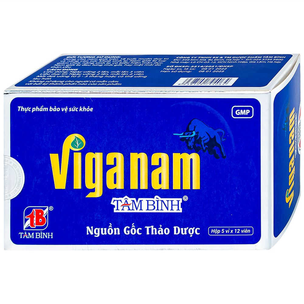  Viên uống Viganam Tâm Bình hỗ trợ bổ thận tráng dương (5 vỉ x 12 viên) 