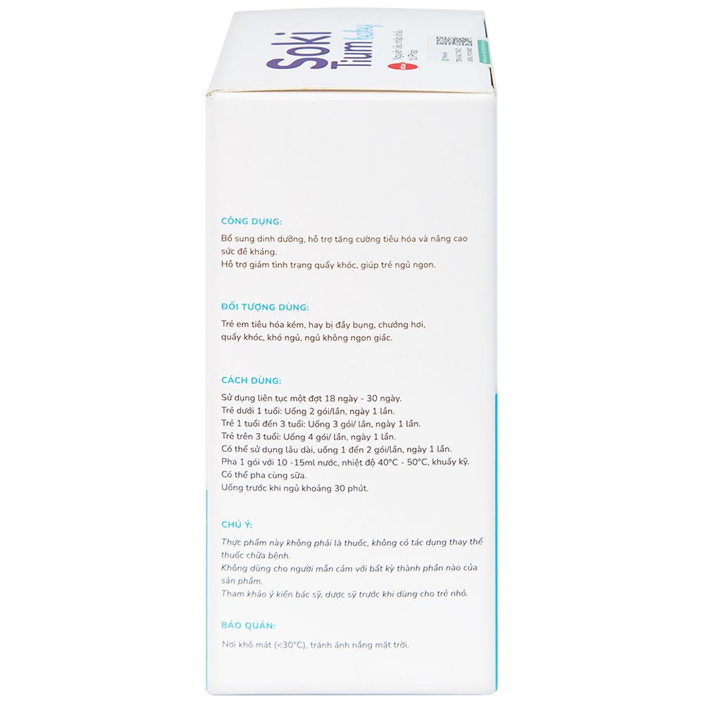  Bột hòa tan Soki Tium Baby hỗ trợ giúp ngủ ngon, tăng cường tiêu hóa (12 gói x 3g) 