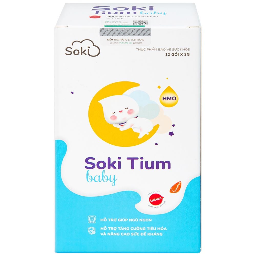  Bột hòa tan Soki Tium Baby hỗ trợ giúp ngủ ngon, tăng cường tiêu hóa (12 gói x 3g) 