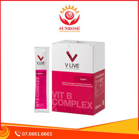  VLIVE V OXY+ Bột uống Tpbvsk - Giúp tăng cường oxy, tuần hoàn máu, Hàng chuẩn Malaysia, Hộp 28 gói 