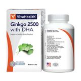  Viên uống Ginkgo 2500 With DHA VitaHealth hỗ trợ chức năng não bộ, tăng cường khả năng ghi nhớ (60 viên) 