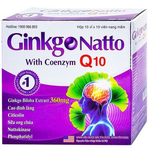  Viên uống Ginkgo Natto With Coenzym Q10 360mg USA giúp tăng cường lưu thông máu (100 viên) 