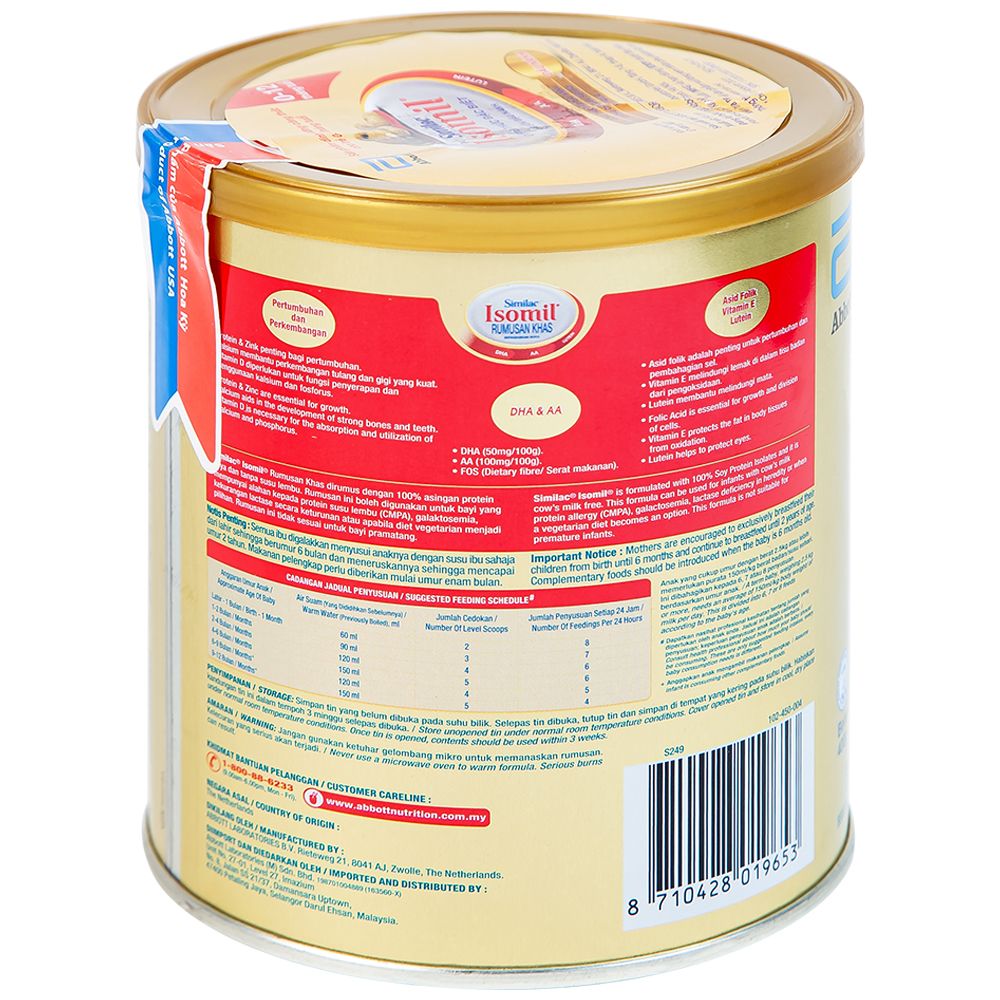  Sữa bột Similac Isomil Abbott bổ sung dinh dưỡng cho trẻ 0 - 12 tháng (400g) 