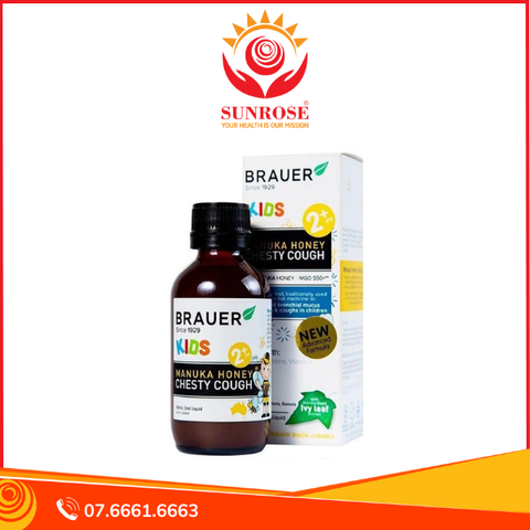  Siro Brauer Kids Manuka Honey Chesty Cough hỗ trợ tăng cường sức đề kháng, hạn chế ho nhiều (100ml) 