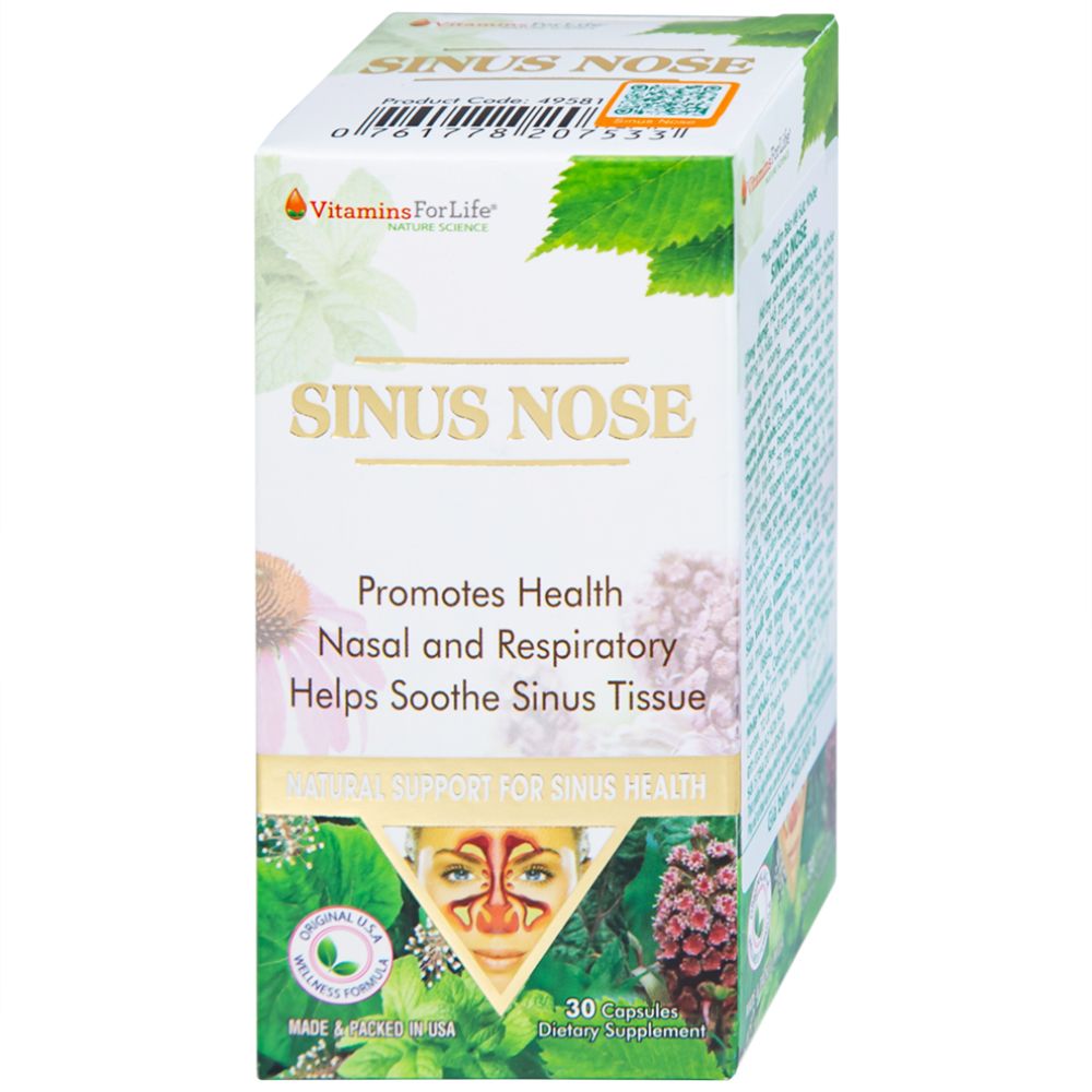  Viên uống Sinus Nose Vitamins For Life hỗ trợ tăng cường sức khỏe đường hô hấp (30 viên) 