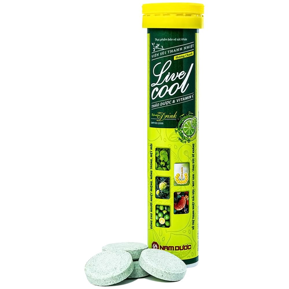  Viên sủi Thanh Nhiệt Livecool Nam Dược hương chanh giải độc, mát gan, tăng cường sức đề kháng (16 viên) 