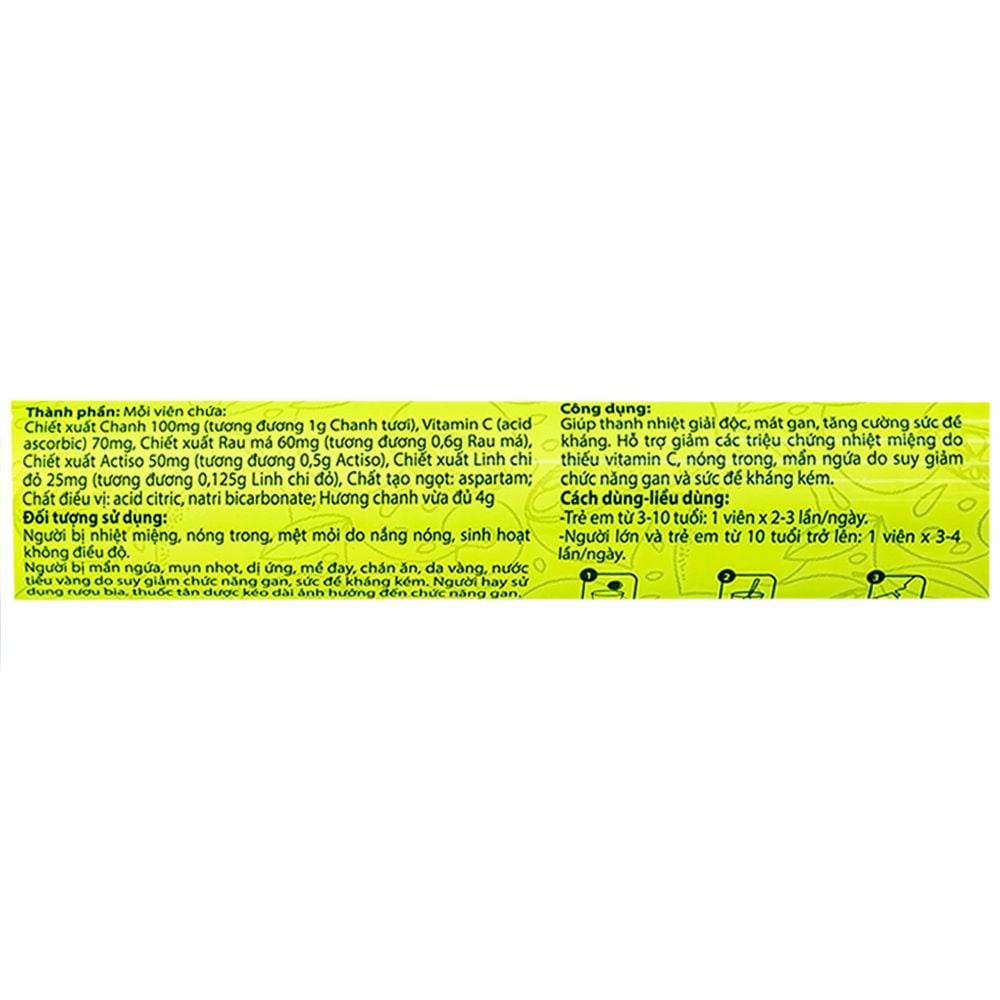  Viên sủi Thanh Nhiệt Livecool Nam Dược hương chanh giải độc, mát gan, tăng cường sức đề kháng (16 viên) 