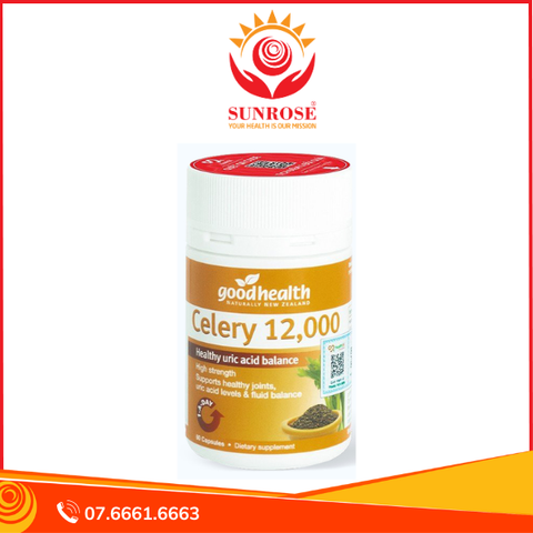  Goodheath- Celery 12000  Hỗ trợ giảm acid uric cho người bị gout (Hộp 60 Viên) 