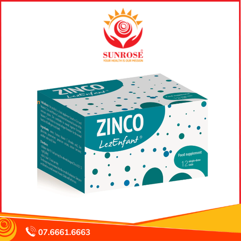  ZINCO LEZENFANT ống uống Tpbvsk - Cung Cấp Kẽm, Vitamin C Giúp Tăng Cường Miễn Dịch, Hàng chuẩn San Marino, Hộp/12 Lọ. 