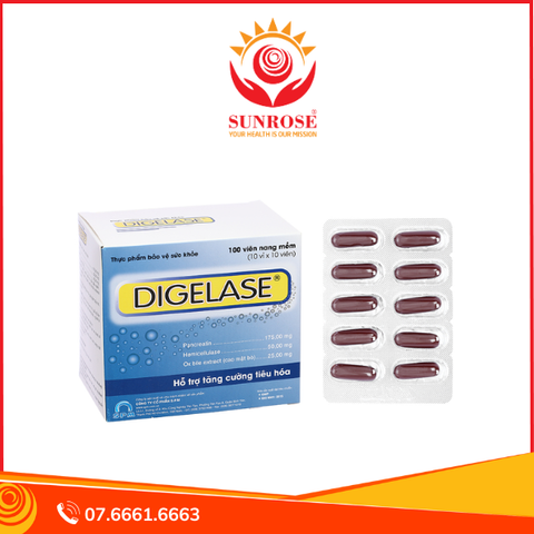  Digelase hỗ trợ giảm đầy hơi, khó tiêu hộp 100 viên 