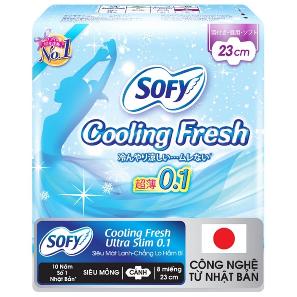 Băng vệ sinh Sofy Cooling Fresh Unicharm siêu mỏng cánh (8 miếng - 23cm)
