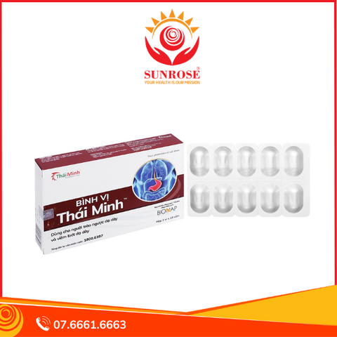  Bình Vị Thái Minh hỗ trợ giảm viêm loét dạ dày hộp 20 viên 