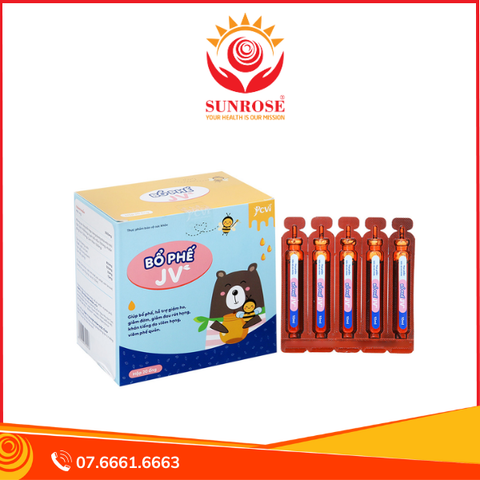  Siro Bổ phế JV giúp giảm ho, đau rát họng hộp 20 ống x 10ml 