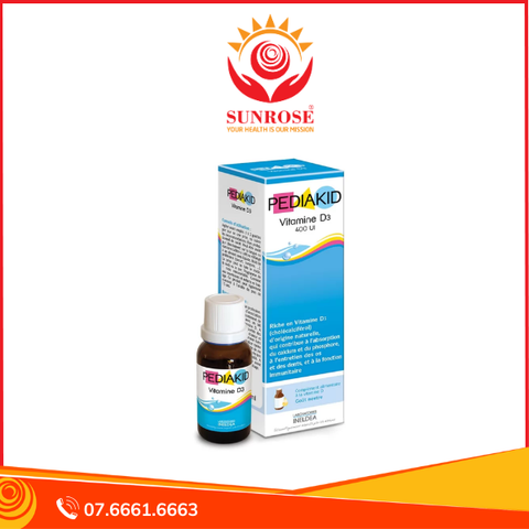  Siro Pediakid Vitamin D3 bổ sung Vitamin D cho cơ thể, tăng hấp thụ canxi (20ml) 