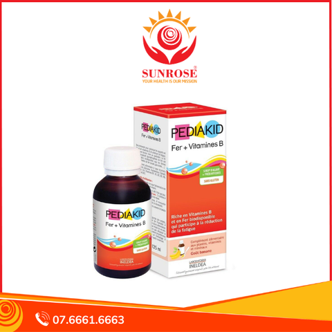 Siro Pediakid Fer + Vitamines B giúp bổ sung thảo mộc, Vitamin, khoảng chất (125ml) 