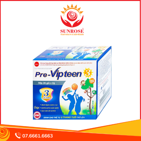  Cốm Pre-Vipteen 3 Vinh Gia giúp tăng chiều cao, tăng sức đề kháng (20 gói x 2g) 