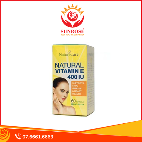  Viên uống Natural Vitamin E 400IU Naturecare cải thiện sức khỏe da và phục hồi da (60 viên) 