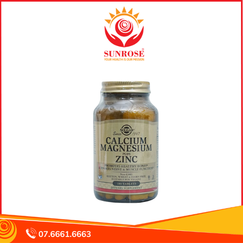  Viên bổ sung khoáng chất Solgar Calcium Magnesium Plus Zinc giúp xương chắc khỏe (Chai 100 viên) 