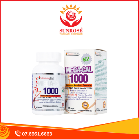  Viên uống Mega-Cal 1000 Vitamins For Life giúp bổ sung canxi, chống loãng xương (60 viên) 