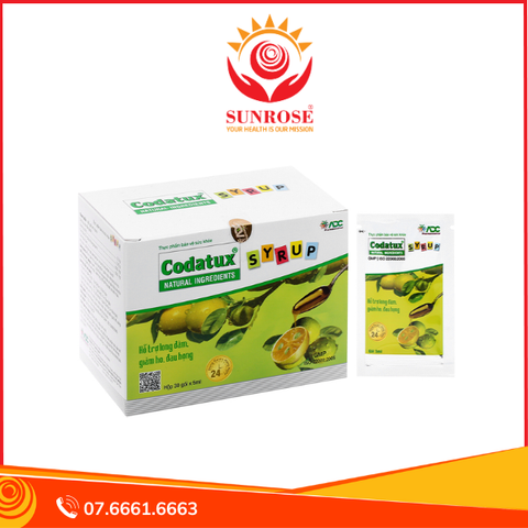  Codatux Syrup hỗ trợ giảm ho, đau rát họng hộp 30 gói x 5ml 