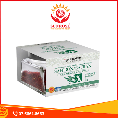  Nhụy hoa nghệ tây đỏ hữu cơ Krokos Kozanis Pdo tăng cường sức khỏe (Hộp 1g) 