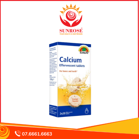  Viên sủi Sunlife Calcium hỗ trợ bổ sung Canxi (Hộp 2 tuýp x 20 viên) 