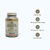  Viên bổ sung khoáng chất Solgar Calcium Magnesium Plus Zinc giúp xương chắc khỏe (Chai 100 viên) 