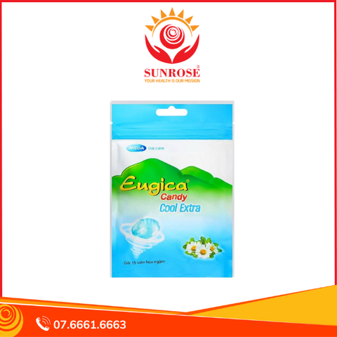  Kẹo thảo dược Eugica Candy Cool Extra hỗ trợ làm dịu cơn ho, giảm đau rát họng  (Gói 15 viên) 