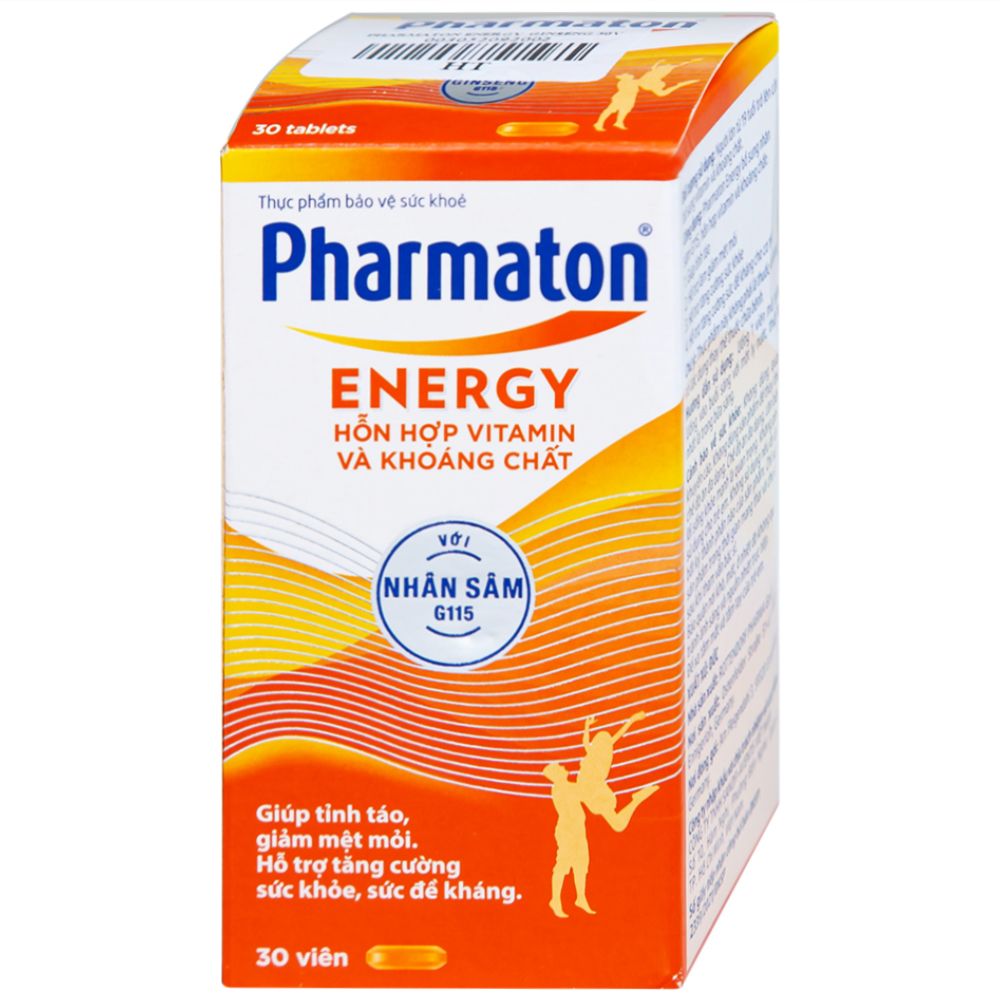  Viên uống Pharmaton Energy hỗn hợp vitamin và khoáng chất giúp tỉnh táo, hỗ trợ giảm mệt mỏi (30 viên) 
