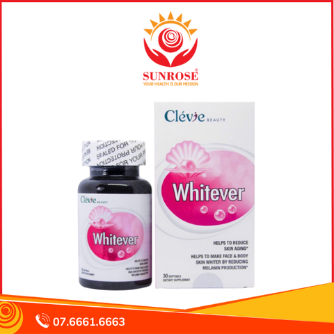  WHITEVER - Viên uống hỗ trợ trắng da, Hộp Hộp 30 viên 