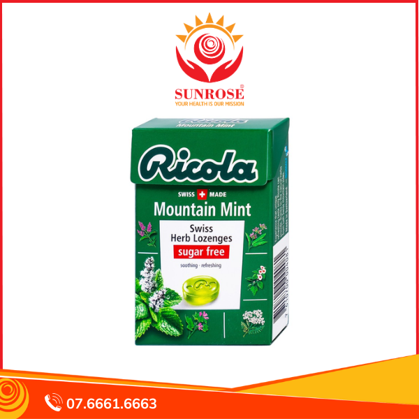  Kẹo ngậm không đường Ricola Mountain Mint giúp thông cổ, giảm ho (40g) 