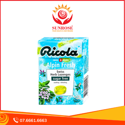  Kẹo ngậm không đường Ricola Alpin Fresh hỗ trợ thông cổ, mát họng, giảm ho (40g) 