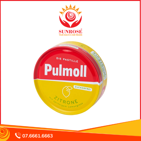  Kẹo ngậm ho không đường Pulmoll Zitrone hương chanh giảm ho, dịu họng (50g) 