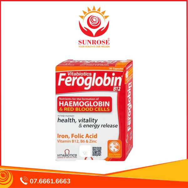  Thực phẩm bảo vệ sức khỏe Feroglobin B12 Capsules (30 viên) 