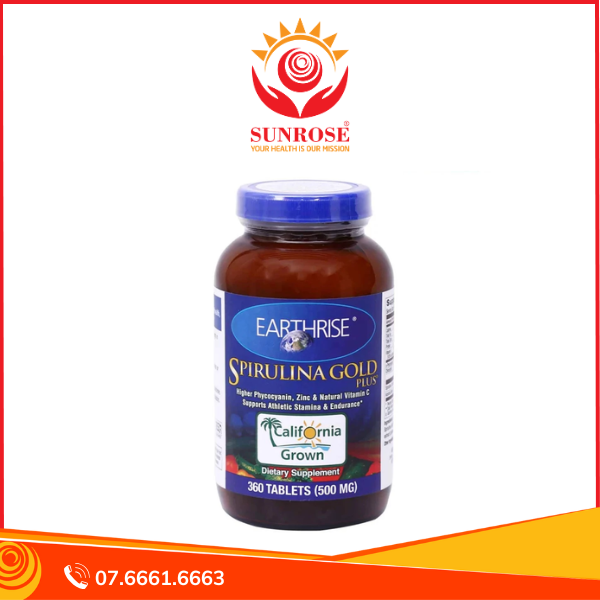  Thực phẩm bảo vệ sức khỏe tảo mặt trời Earthrise Spirulina Gold Plus (360viên) 