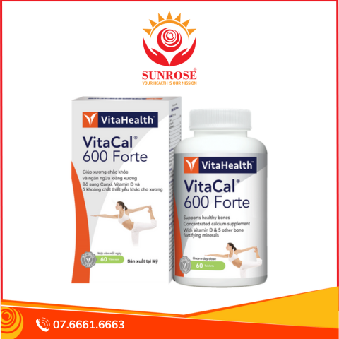  Viên uống Vitacal 600 Forte VitaHealth hỗ trợ hệ xương và răng chắc khỏe (60 viên) 