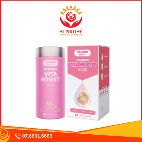  Viên uống WELSON BEAUTY Hyaluron Vita Boost 240mg hỗ trợ cấp ẩm đẹp da (Hộp 60 viên) 