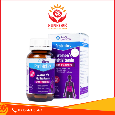  Viên uống Women's Multivitamin With Probiotics Henry Blooms bổ sung vitamin, khoáng chất và lợi khuẩn dành cho phụ nữ (30 viên) 