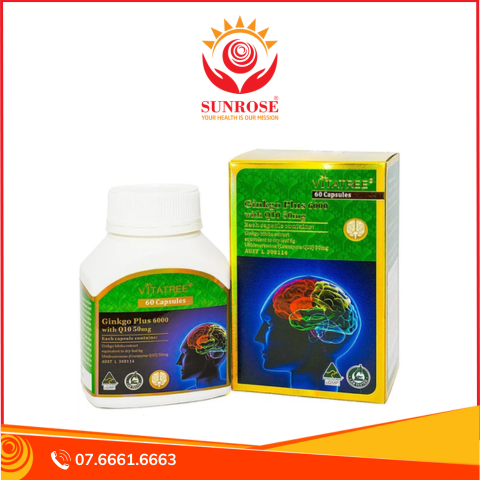  Thực phẩm bảo vệ sức khỏe Vitatree Ginkgo Plus 6000 With Q10 50mg (60 viên) 