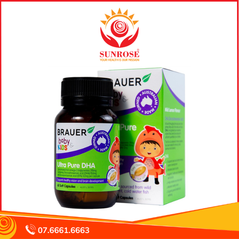  Thực phẩm bảo vệ sức khỏe Brauer Baby Kids Ultra Pure DHA (60 viên) 