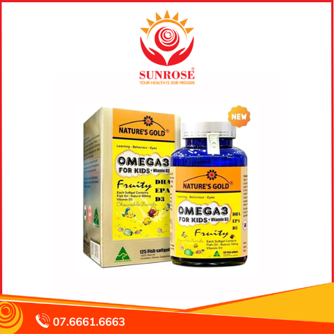  Thực phẩm bảo vệ sức khỏe Omega 3 For Kids + Vitamin D3 - Nature's Gold (125 viên) 
