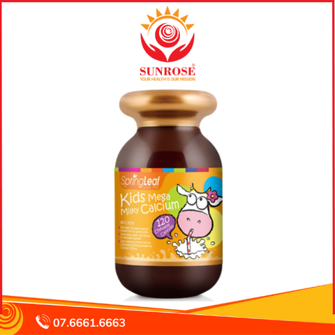  Viên nhai bổ sung canxi cho bé Spring Leaf Kids Mega Milky Calcium của Úc 120 viên 