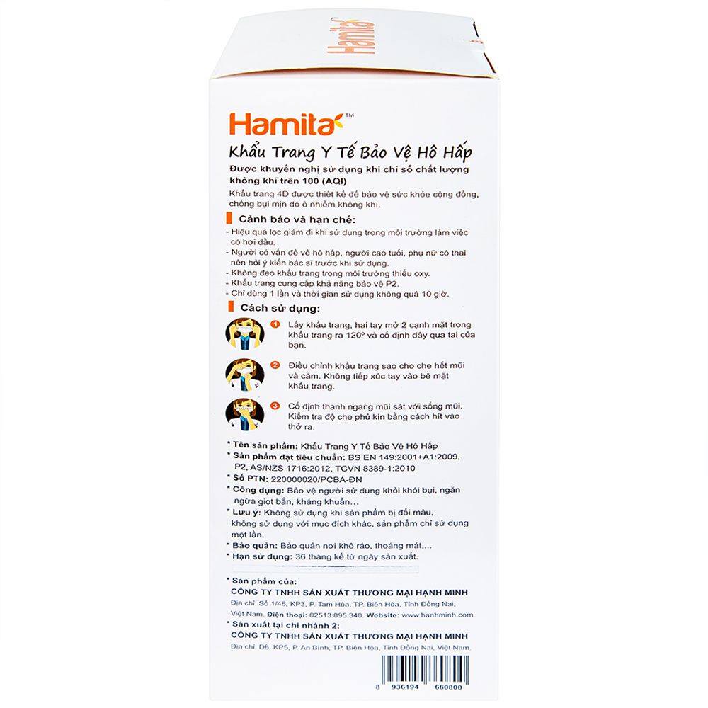 Khẩu trang y tế Hamita Advanced 4D Mask hỗ trợ ngăn khói, bụi, kháng khuẩn (5 cái) 